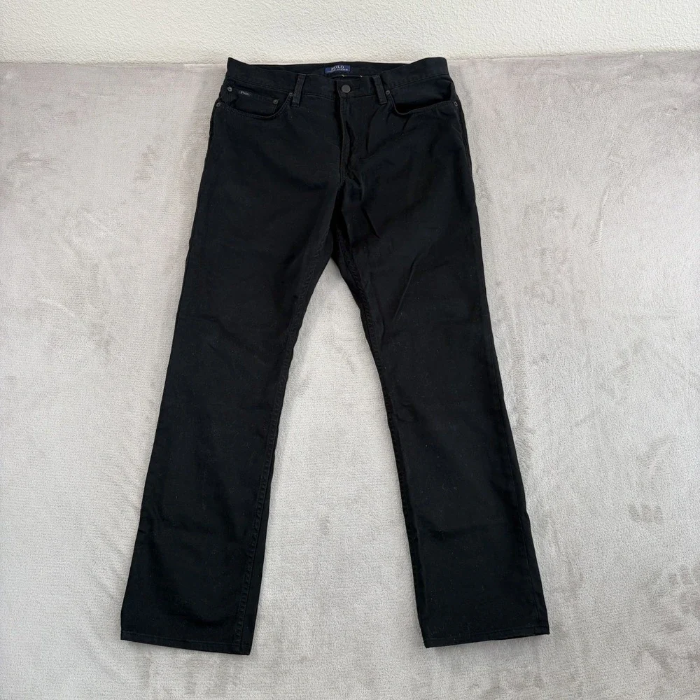 Polo‎ Ralph Lauren 5 Pocket Straight Leg Pants in Black Men 34x32 Stretch Preppy